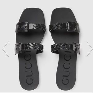 Gucci black rubber slides